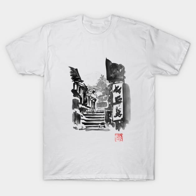 geisha on stairs T-Shirt by pechane